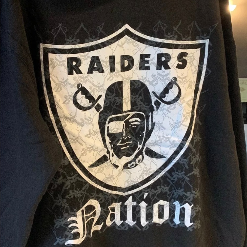 Raiders nation MENS black silver THICK hoodie XXL
